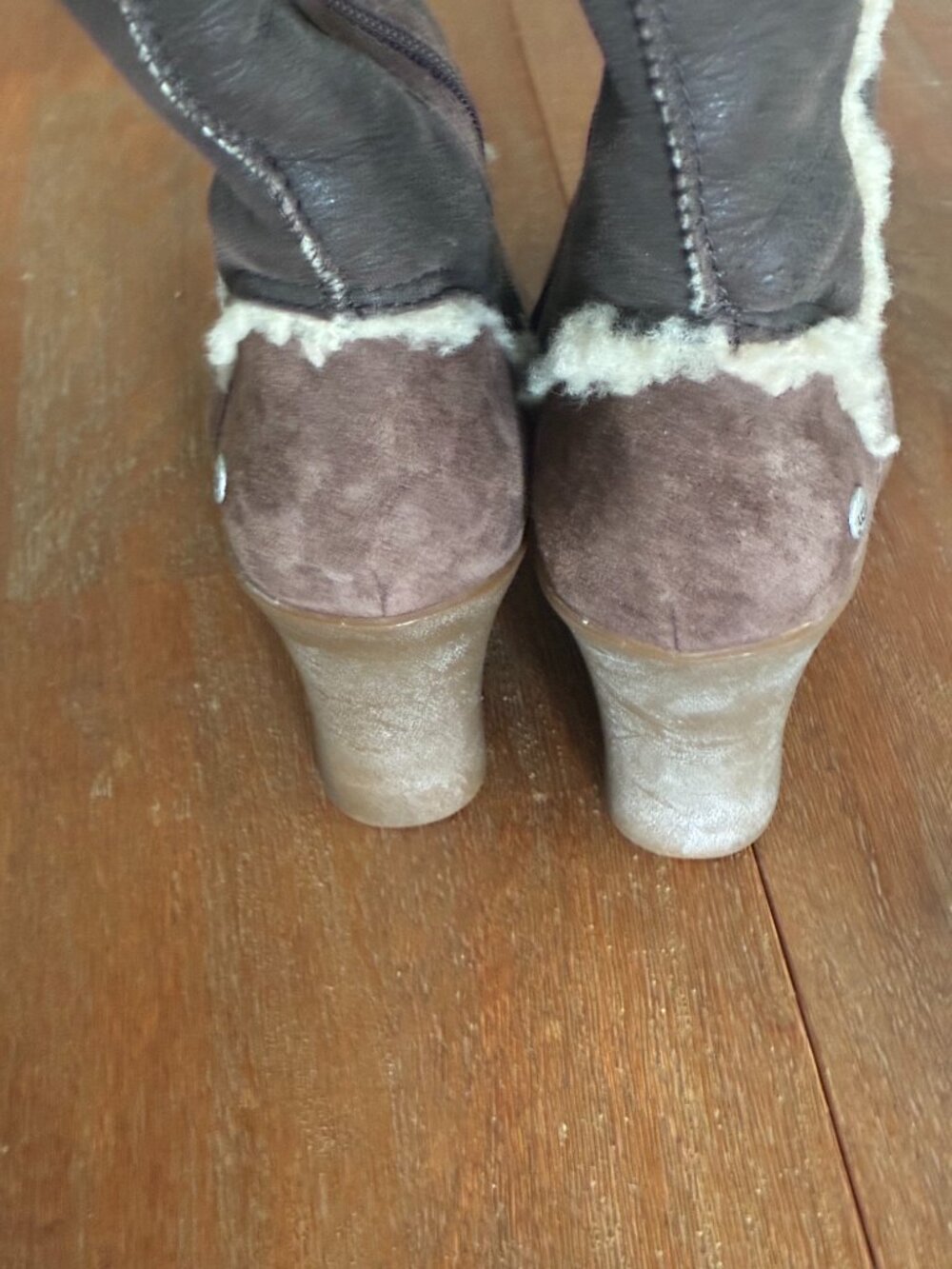 UGG Womens Suede & Leather Aubrie Tall Wedge Boots Size 8 - Picture 9 of 10